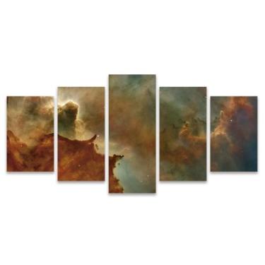 Imagem de Kit Quadros Mosaico Nebulosa Espaço Sala Universo Colorido - Deliquadr