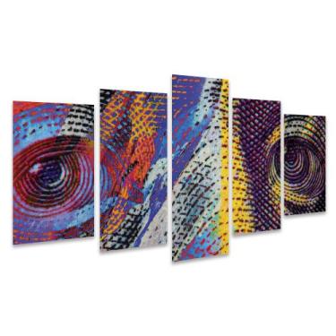 Imagem de Kit Quadros Mosaico Olho Colorido Macro Quarto Nota Dólar - Deliquadro