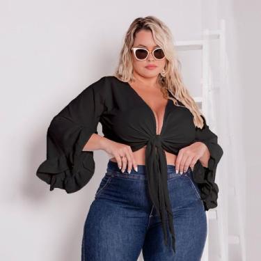 Imagem de Cropped Feminina Plus Size Elegante Com Amarração Ideal Para O Verão -