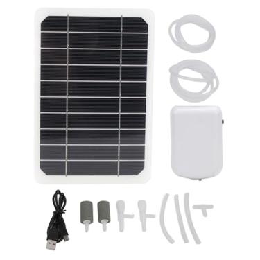 Imagem de Aerador solar para lagoa, bomba de ar solar, 2000 mAh, recarregável, baixo ruído, à prova de água, oxigenador solar para lagoas, 2 pedras de ar para aquários, lagoa, aquário, hidropônico, oxigenador