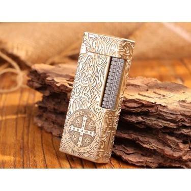 Imagem de WDMART - Isqueiro mecânico de latão H59 • Isqueiro de óleo de chama macia retrô • Isqueiros de querosene de chama aberta e fresca, abertura de tampa com um clique • Modelo: Flame Spirit (CSTD)