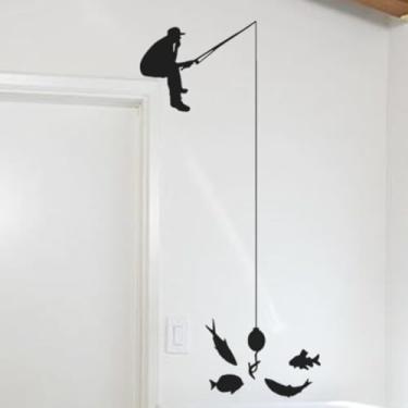 Imagem de Adesivo Porta Parede Pescador Peixe decoração pesca porta parde beiral
