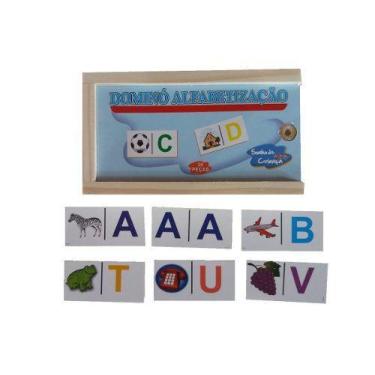 Imagem de Jogo de Dominó Alfabetização em Mdf 28 Peças - Sonho de Criança