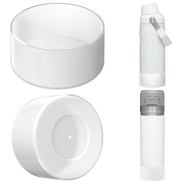 Imagem de Linkidea Bota de garrafa de água compatível com Stanley Quick Flip GO 680 g, IceFlow Fast Flow 473 ml, protetor de capa inferior de garrafa de água de silicone (transparente/pacote com 2)