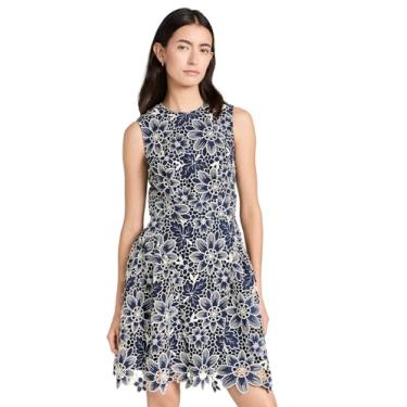 Imagem de Shoshanna Vestido feminino floral com ilhós, Azul-marinho/marfim, 44