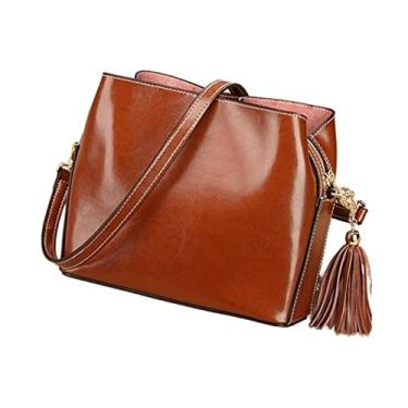 Imagem de Moda bolsa feminina de couro estilo vintage bolsa de ombro retrô bolsa tiracolo bolsa transversal para mulheres(Brown B)