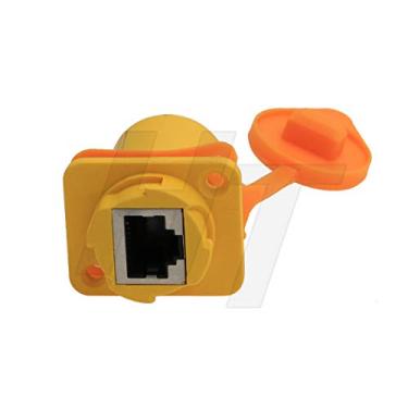 Imagem de 2 conjuntos de conectores Ethernet RJ45 à prova d'água soquete fêmea painel traseiro montagem frontal (reto)