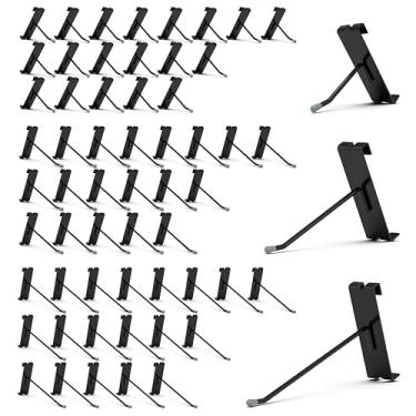 Imagem de HUHOLE Ganchos de parede pretos de 5 cm, 10 cm, 10 cm, 15 cm, acessório de parede resistente de 60 peças, solução de ganchos de parede de grade durável para organização de ferramentas, garagem, loja