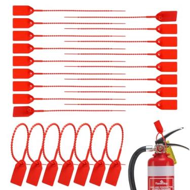 Imagem de 500 etiquetas de plástico para extintores de incêndio etiquetas de segurança em branco para extintor de incêndio descartável sinalização autotravante reboque caminhão Tamper Seal Tie, 250 mm de