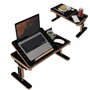 Imagem de Suporte P/ Notebook Regulável Mdf Cama Sofá Ergonomia Preto - Customiz