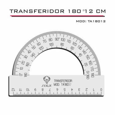 Imagem de Transferidor 180 12cm Acrílico  Transp Desenho Técnico Fenix