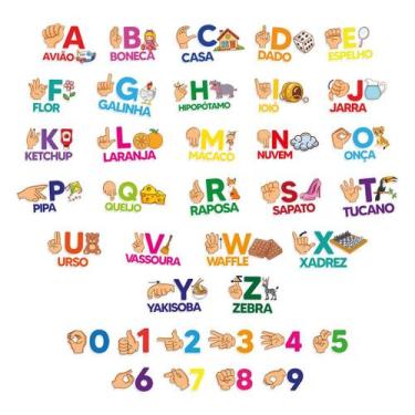 Imagem de Adesivo Educacional Infantil Alfabeto Brasileiro de Libras - PRESENTE-
