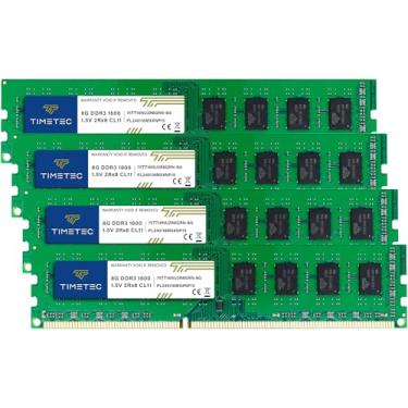 Imagem de Timetec Kit de 32GB (4x8GB) DDR3 1600MHz (DDR3-1600) PC3-12800 (PC3-12800U) Non-ECC Unbuffered 1.5V CL11 2Rx8 Dual Rank 240 pinos UDIMM Desktop PC Memória RAM (SDRAM) Módulo de atualização