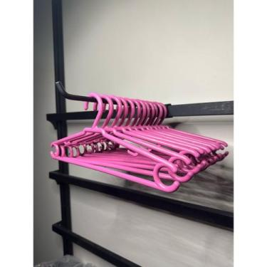 Imagem de Cabides Infantil Bebê Baby Reforçado Rosa Plástico Cruzeta Roupa Resis