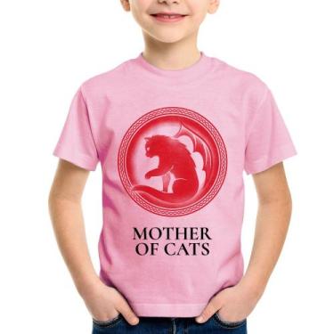 Imagem de Camiseta Infantil Mother of Cats - Foca na Moda, Rosa bebê, 12