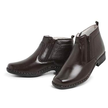 Imagem de Botina Social Ortopédica Bota Antiestresse Couro Palmilha Gel Preto (Marrom, BR, Adulto, Numérico, M, 40)