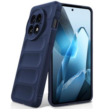 Imagem de BonYonka Capa de silicone para OnePlus 13, forro de microfibra antiarranhões, capa à prova de choque com proteção para câmera, azul