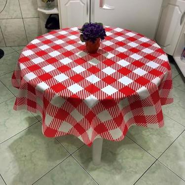 Imagem de Toalha Mesa de TNT Estampada Redonda 1,35 Diâmetro- 4 Uni Xadrezao Vermelho e Branco
