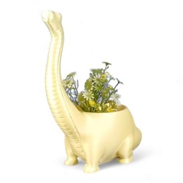 Imagem de Vaso Decorativo Dinossauro, 24 cm Altura, Lilás, Porta Planta Artificial (Amarelo)