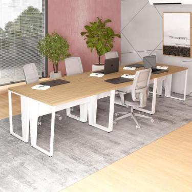 Imagem de Mesa Trabalho Escritório 6 Pessoas 360cm Pé Metal F5 Office - F5 Offic