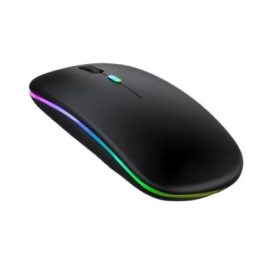 Imagem de Mouse Sem Fio Recarregável RGB Gamer | Ergonômico Mouse | 70g Ultra Leve | Bluetooth 5.0 + USB2.4GHz | 30 Dias de Bateria | 6 Cores (Preto)