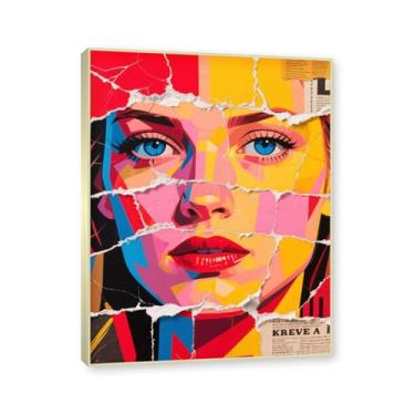 Imagem de Moldura dourada champanhe. Imagem abstrata colorida de rosto de mulher, pôster estético de arte de retrato feminino, decoração de parede moderna para sala de estar e escritório. A55. 50 x 65 cm - 19,7