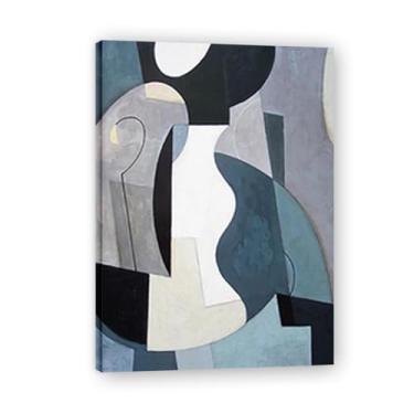 Imagem de Tela abstrata azul e branca pintura de parede em tela impressa pôster imagem colorida moderna arte abstrata decoração de parede corredor escadas quarto decorações 85 x 60 cm