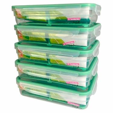 Imagem de Kit 5 Pote Com Divisória Trava 1,6l Freshy Hermético Sanremo