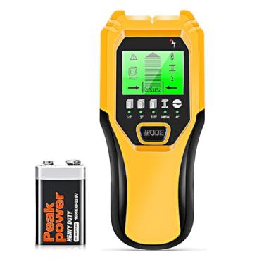 Imagem de Scanner de parede 5 em 1 multifuncional atualizado, detector de feixe com sensor de pino com bateria para detecção de fio CA e metal de madeira, vem com visor LCD HD e alarme de áudio