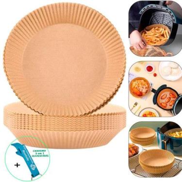 Imagem de Forma Air Fryer Descartável Forro De Papel Antiaderente Redondo Kit 10