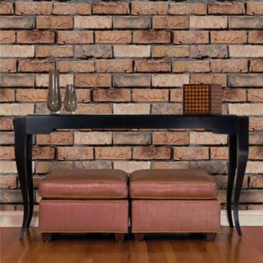 Imagem de Kit 6 Rolos Papel de Parede Tijolos Rústicos Estilo Antigo - Inove Pap