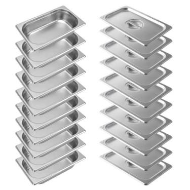 Imagem de 10 Cuba Gastronômica Inox Tampa P/ Buffet 1/4 100mm Premium - Tribosho