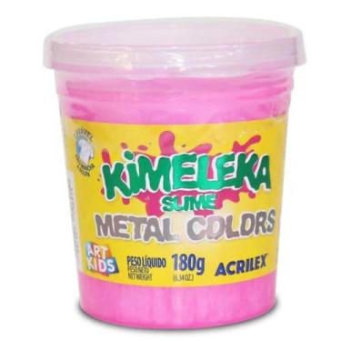 Imagem de Slime Kimeleka Metalica Acrilex 180g Art Kids, Rosa metalico
