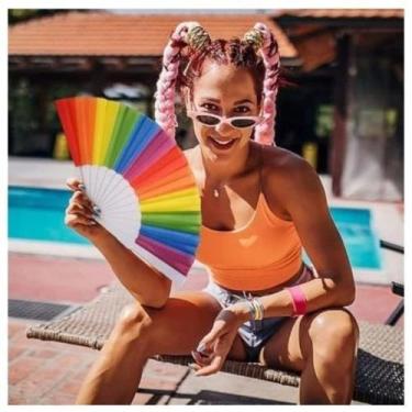 Imagem de Leque Lgbt Colorido Arcoíris Para Festa Dança Carnaval Decoração - NoB