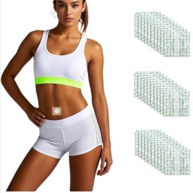 Imagem de Embalagem de óleo de rícino de 30 peças, adesivos de óleo de rícino de algodão orgânico para umbigo, almofadas autoadesivas descartáveis de 8 x 8 cm, resistente à água, kit portátil antivazamento sem