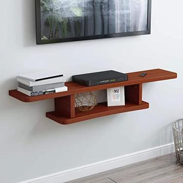 Imagem de Armário de TV montado na parede, prateleira flutuante, console de TV, suportes de TV, prateleira de armazenamento multimídia, armário de parede, prateleira de exibição de quarto, sala de estar