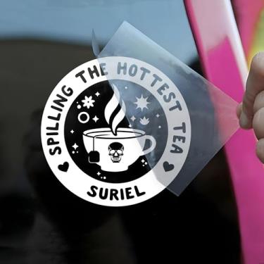 Imagem de Derramando o chá mais quente Suriel decalque de carro engraçado accotar, amante de livros, chá, inspiração, humor livrinho acessórios para janela de carro afirmações vinil impermeável 15 centímetros