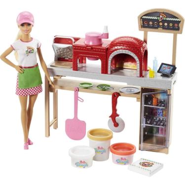 Imagem de Boneca e forno de brinquedo Playset Barbie Pizza Chef com acessórios