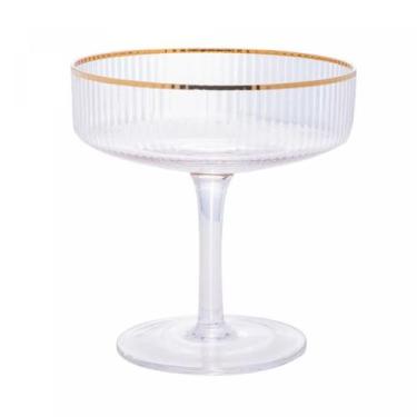 Imagem de Taça de Vidro Coupe com Borda Dourada Lines Wolff 200ml