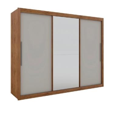 Imagem de Guarda Roupas De Casal Com Espelho Real Gelius Madeirado Madeirado / Madeirado / Off White