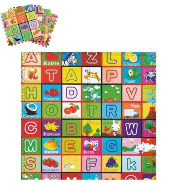 Imagem de Kit Tapete Infantil 4 Placas Eva Tatame Didatico Grande Alfabeto Colorido Bebe Educativo Montavel 60X60cm