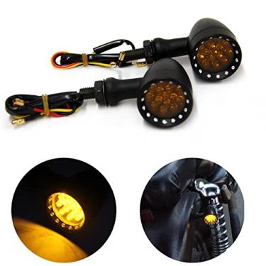 Imagem de Bobber Cafe Luz traseira de seta de freio âmbar preta de LED para motocicleta