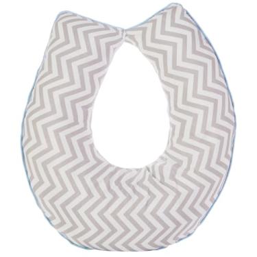 Imagem de Almofada de Amamentação Zig Zag, Cinza e Azul, para Bebê Menino