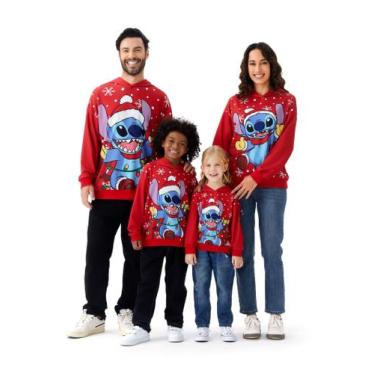 Imagem de Moletom com capuz Disney Stitch Family Christmas Red Women S