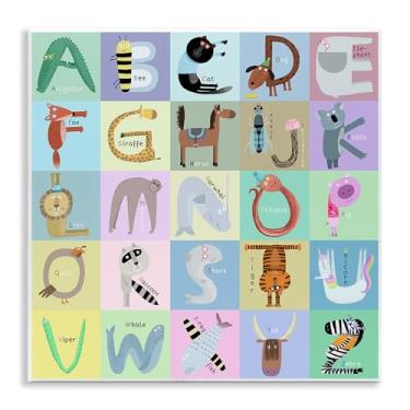 Imagem de Stupell Industries Design de arte de placa de parede com letras educativas de animais divertidos por Carla Daly, 12 x 12