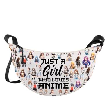 Imagem de LEVLO Bolsa tiracolo para fãs de anime, presente para amantes de anime, Just A Girl Who Really Loves Anime Shoulder Bag Cartoon Anime Merch, Bolsa Anime Jz