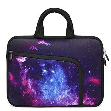 Imagem de 11 11,6 12 12,1 12,1 capa para laptop Chromebook capa Ultrabook capa para notebook bolsa mensageiro para tablet capa neoprene alça manga para homens e mulheres, dois bolsos (galáxia roxa 1)