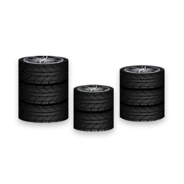 Imagem de Trio De Capa Cilindro - Pneu Carros Realista 020 - Via Cores
