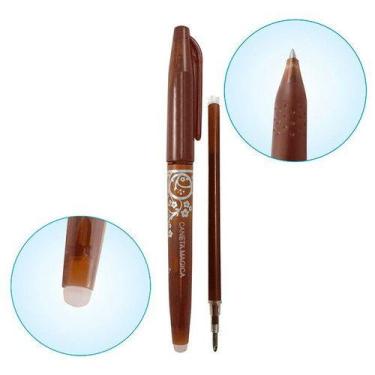 Imagem de Caneta Apagavel Apaga Calor Marrom Tecido Papel + Refil - De Acordo co