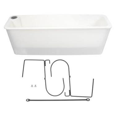 Imagem de ifundom Vaso De Flores Janela Com Corrimão: Vaso De Flores Suspenso Com Suporte - Vaso Retangular Vegetais Decoração De Varanda E Jardim Com Cerca Externa